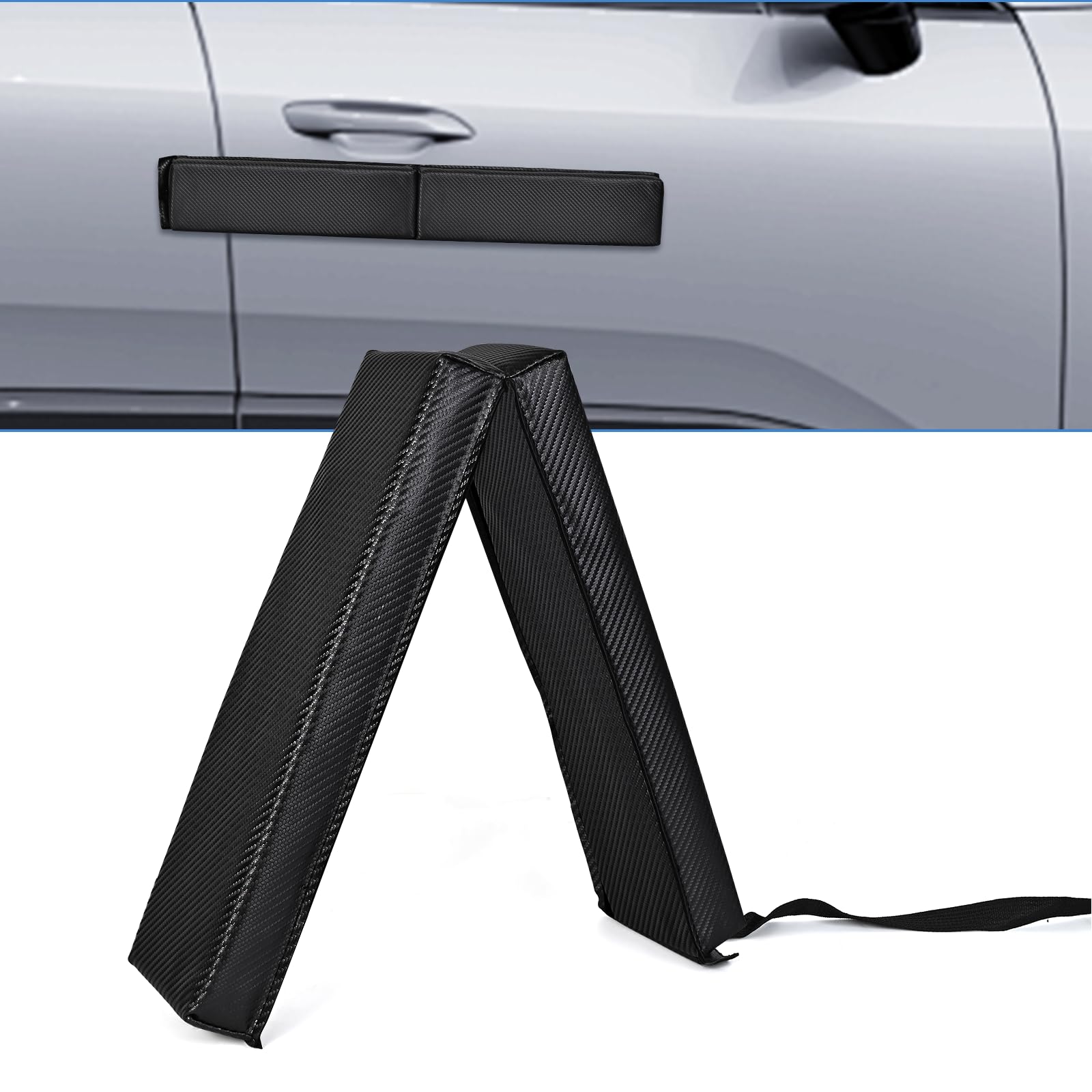 Hivexagon Protection magnétique pour Cadre de portière de Voiture - en Fibre de Carbone Vinyle Souple et Amovible - pour protéger Les encadrements de portières et Les Chocs - 80 cm (Noir)