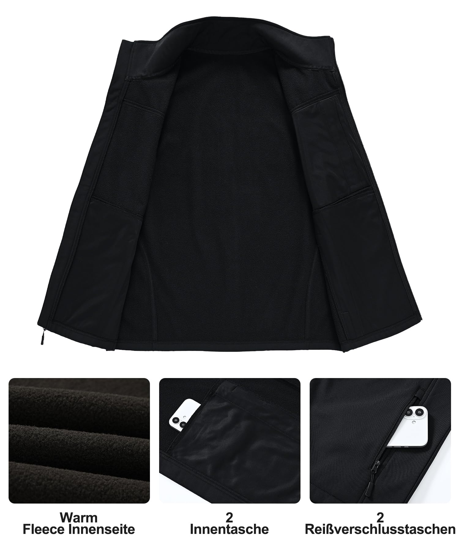 Huayuzh Gilet da uomo per attività all'aperto, senza maniche, in softshell, impermeabile, antivento, interno in pile, per escursioni e golf