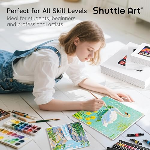 Miniatura 6 de Shuttle Art Paquete de pintura acrílica, juego para 36 colores de pintura acrílica en botellas (2.0 fl oz2 onzas) + 52 paneles de lienzo para pintar