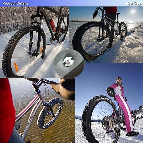 Miniatura 3 de Marrkey - Puntas de carburo de acero atornilladas, puntas de carburo antideslizante de seguridad pinchos para bicicleta gorda, motocicleta,