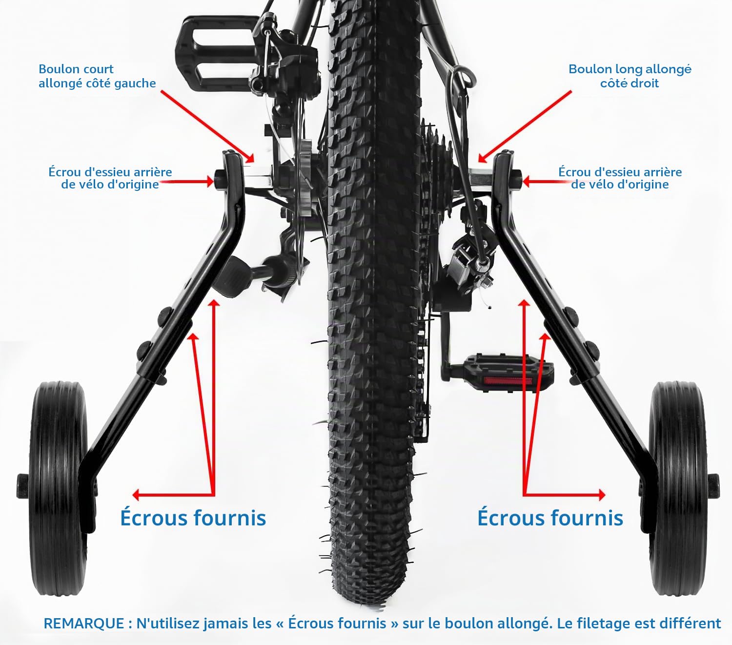 MOSHAY Roue de vélo pour adulte - Convient pour les roues de vélo épaisses de moins de 300 livres - 24 26 28 29 pouces - Acier inoxydable haute performance (noir)