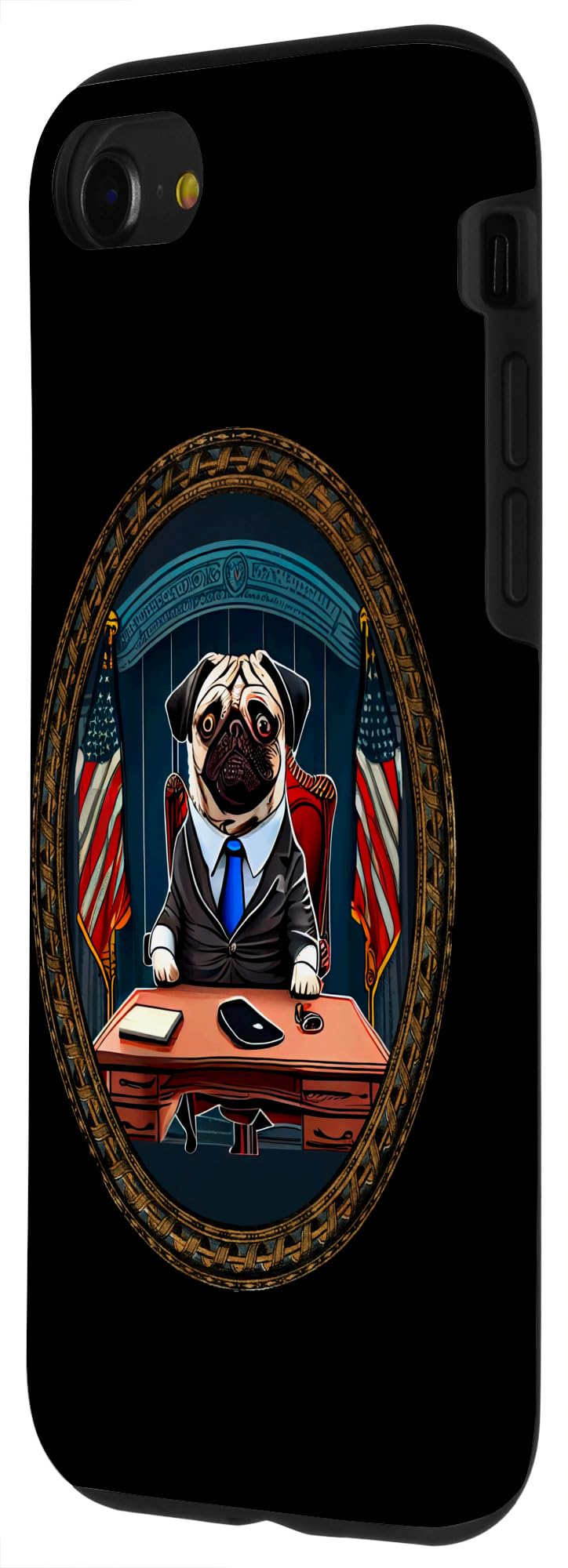iPhone SE (2020) / 7 / 8 Patriotic Pug President Humorous Office Art Case - Image 2