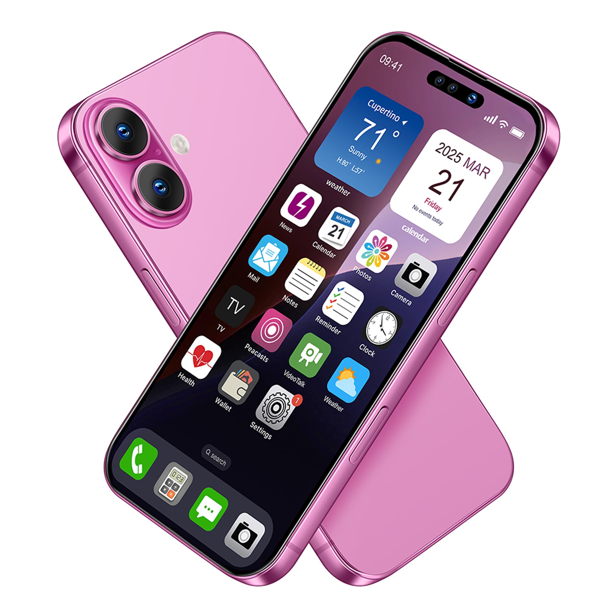 Dummy Fake Phone Model, Looks Like The Real Phone Compatible with Phone 16, for Cell Phone Store Display or Send a Toy Phone 16 for Kids (Pink Rainbow