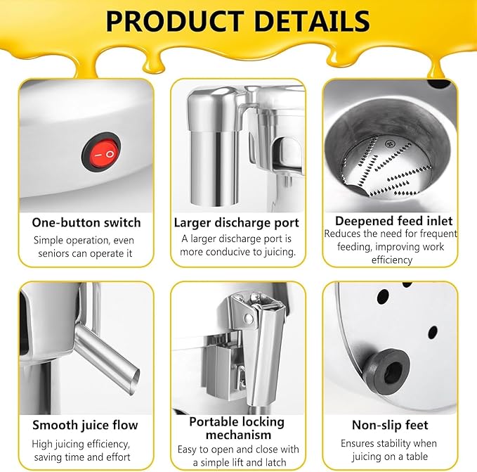 Extractor de Jugos Automático Separador de Fibra 2800 RPM 370W miniatura 6