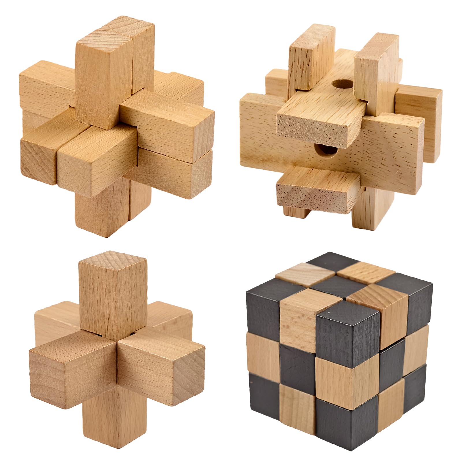 Casse-tête en bois 3D - Jeu de puzzle géométrique logique - Blocs éducatifs pour enfants et adultes