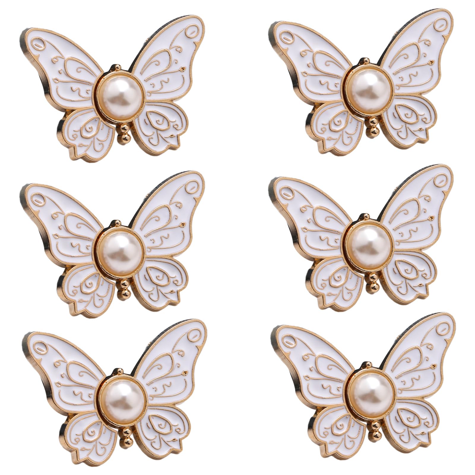 Obotsnoi 1/6 Pcs Button Pins Jeans Waist Buckles Detachable Pants Waist Tightener Jeans Button Pins Butterfly Buckles
