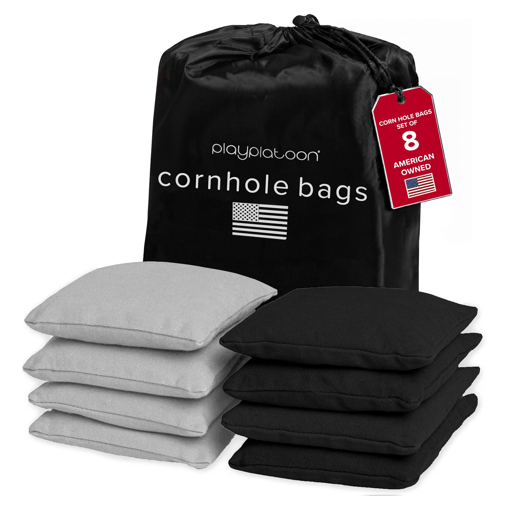 Play Platoon Cornhole Bags Set of 8 Regulation Size &amp; Weight Duck Cloth