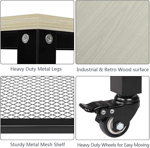 Miniatura 9 de Carrito de cocina de 3 niveles, carrito de cocina rodante, carrito de almacenamiento de pie con marco de metal para sala de estar, color blanco