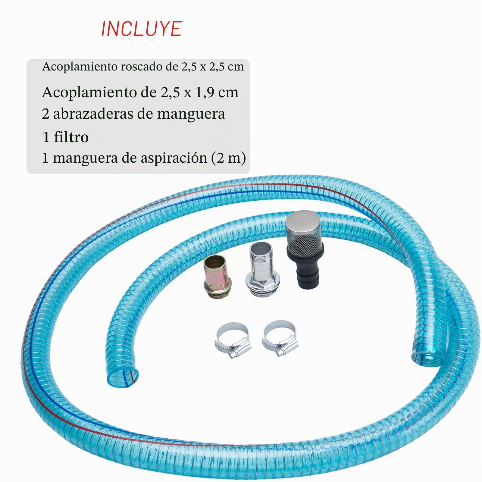 Manguera de succión de 1 pulgada, manguera de transferencia de combustible para bomba de transferencia de aceite/diesel/queroseno/gasolina, 6.5 pies de largo con acoplamientos roscados de 3/4 y 1