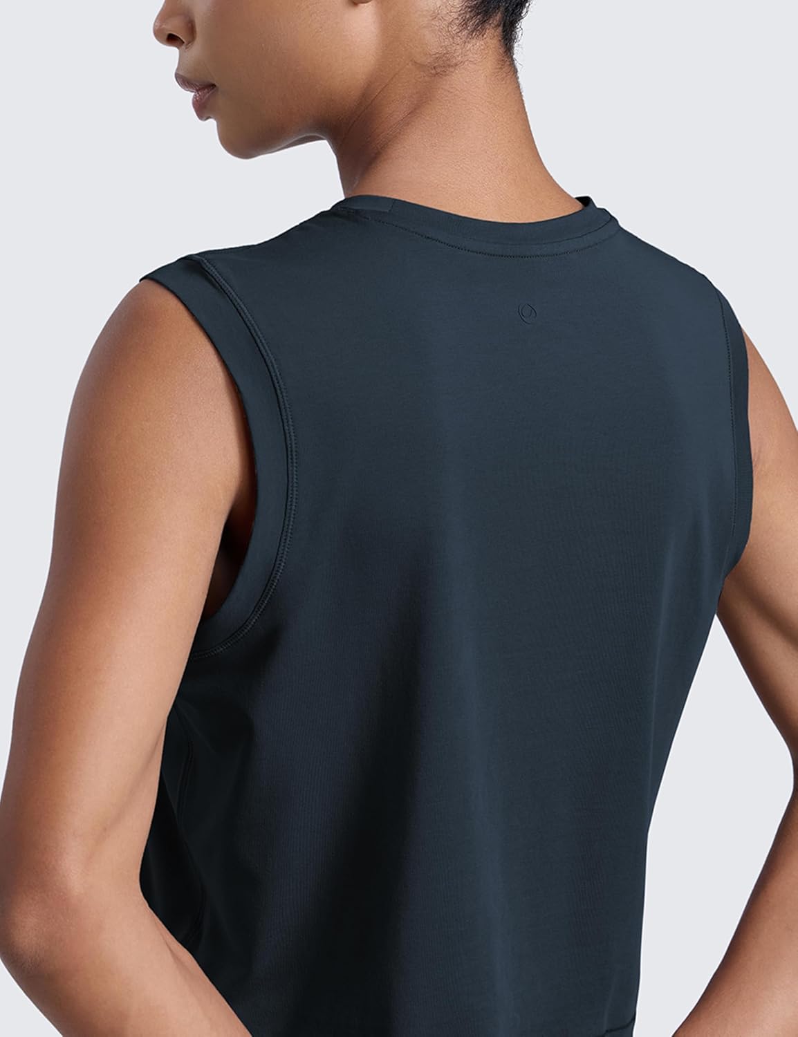 CRZ YOGA Cotton-Blend Workout Muscle Tank for Women Breathable Quick Dry High Neck Athletic Tops Casual Sleeveless Shirts - Image 4