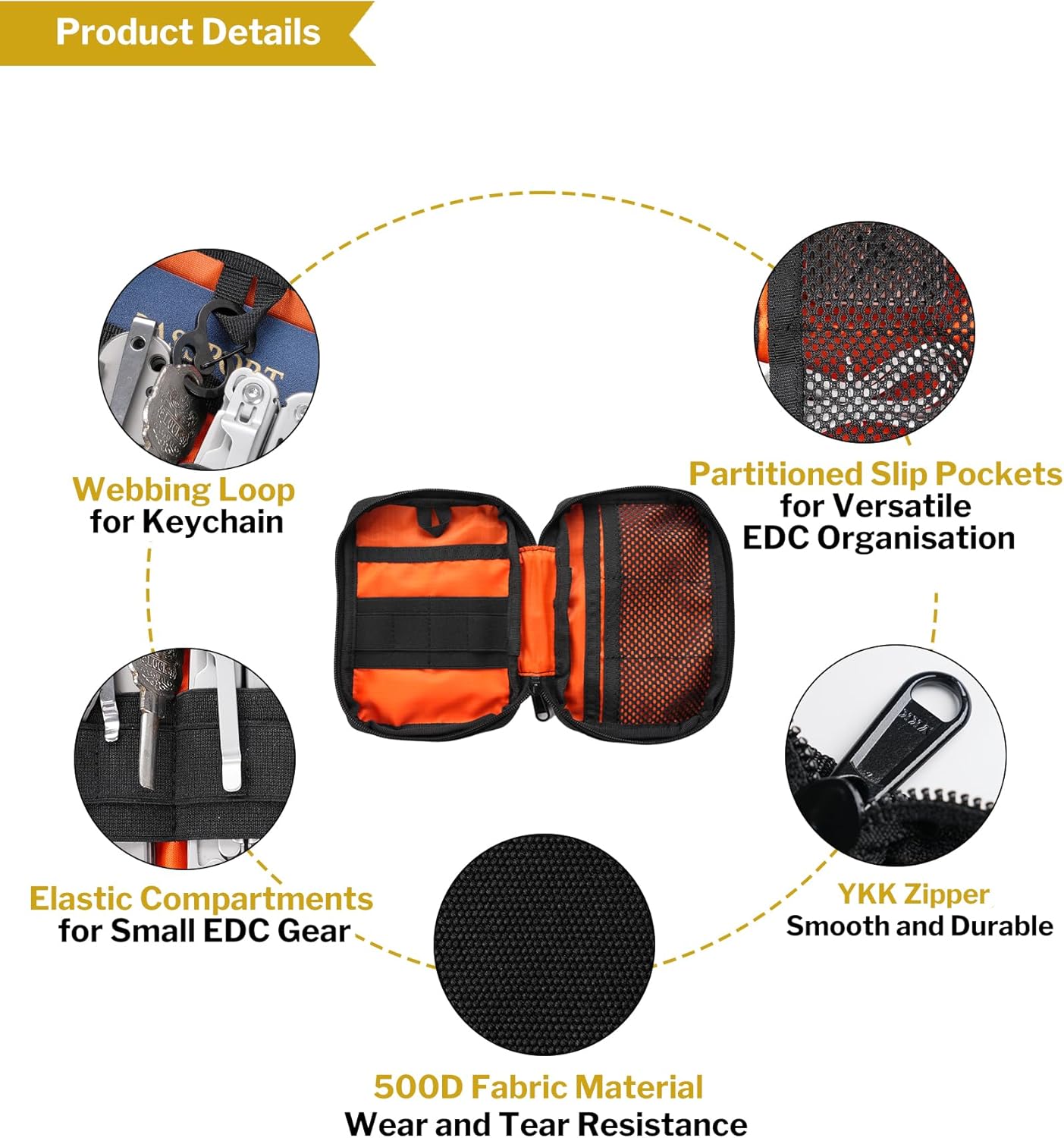 VIPERADE VE32 EDC Pouch, Pocket Organizer with Patch Area, Molle Utility Pouch for Everyday Carry - Image 6