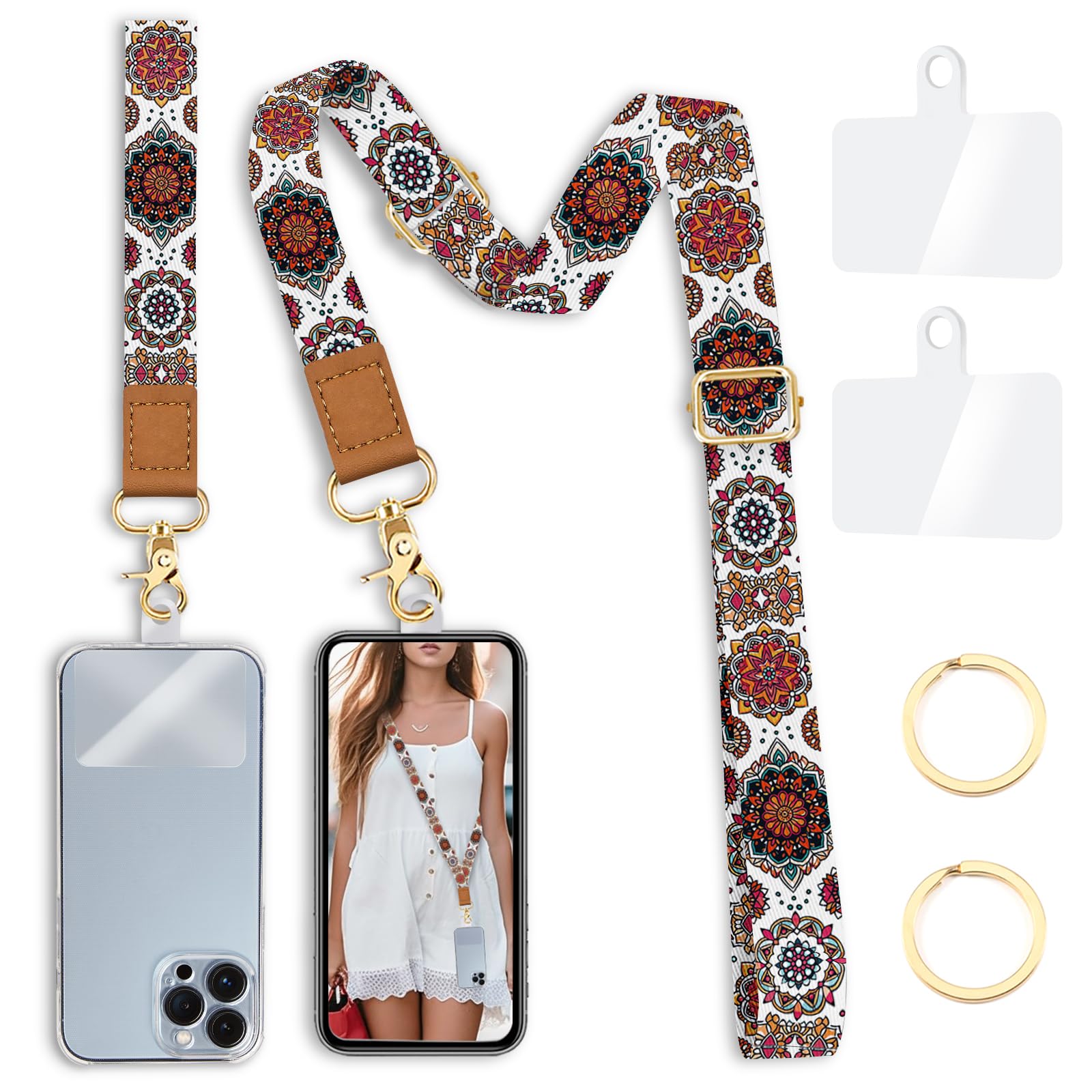Yonlevres Phone Lanyard Crossbody Strap Wrist Neck Adjustable Women Boho