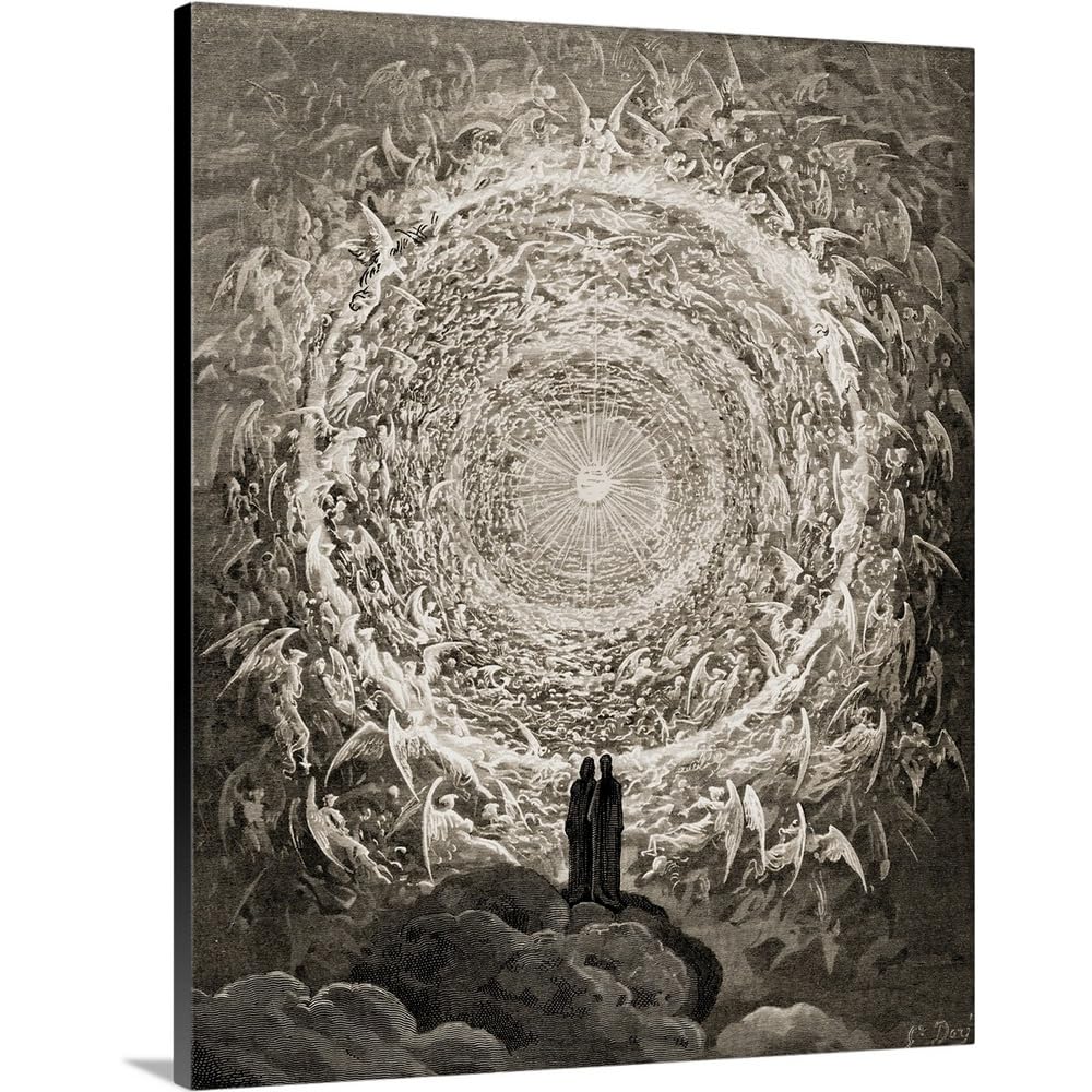 CANVAS ON DEMAND Illustration For Paradiso by Dante Alighieri Canto, Xxxi, Lines 1 to 3 Canvas Wall Art Print by Gustave Dore, Romanticism, Home Decor, Black and White Artwork,24" x30in