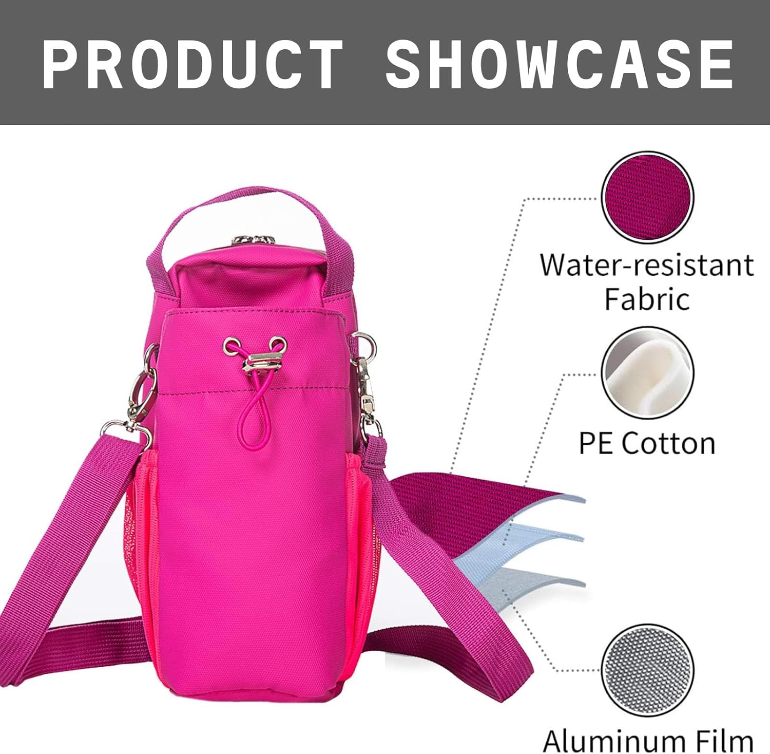 VKZ Magnetic Crossbody Gym Bag Water Bottle Holder Waterproof, Sling Bag for Men and Women Carrier Bag with Phone Pockets Handle Shoulder Strap, Travel Water Bottle Bag Accessories Organizer