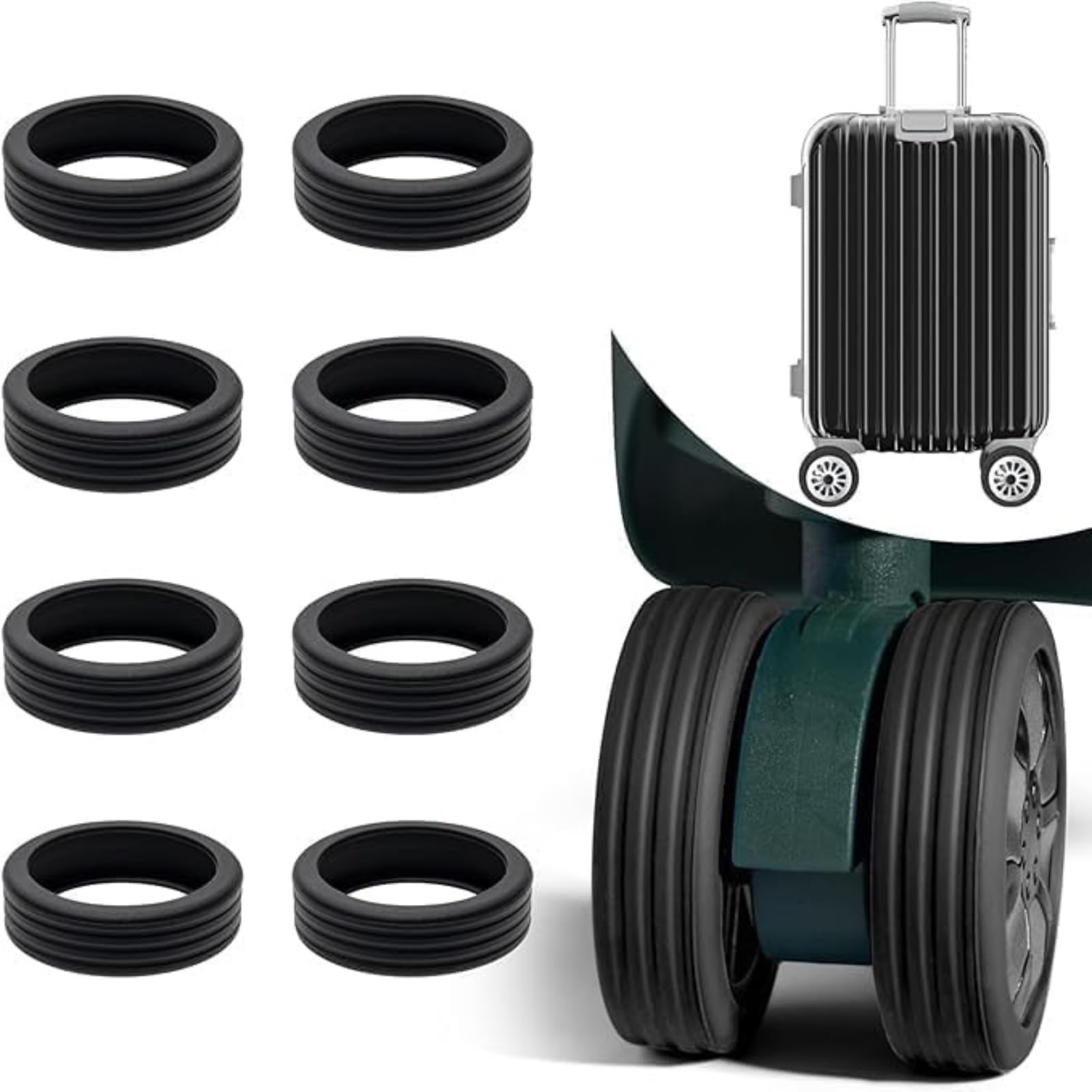 jeni hub Jeni hubTravel Luggage Wheel Cover,Luggage Wheels Protection Covers,Silicone Suitcase Wheel Covers,Wheel Protector, Shock-Proof, Anti Scratch, for Protect Suitcase Wheels, Reduce Noise (Black, 8)-picture-23