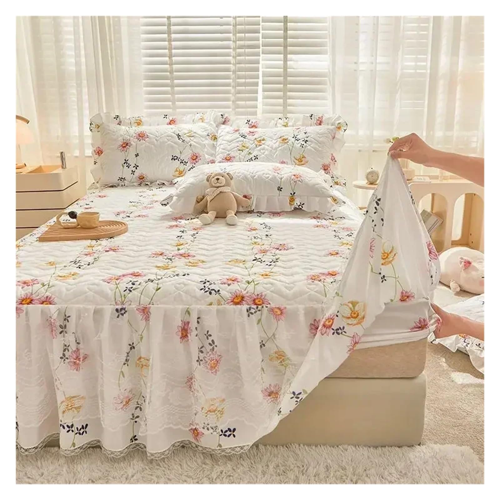 Funda protectora for colchón acolchada y antideslizante con estampado floral