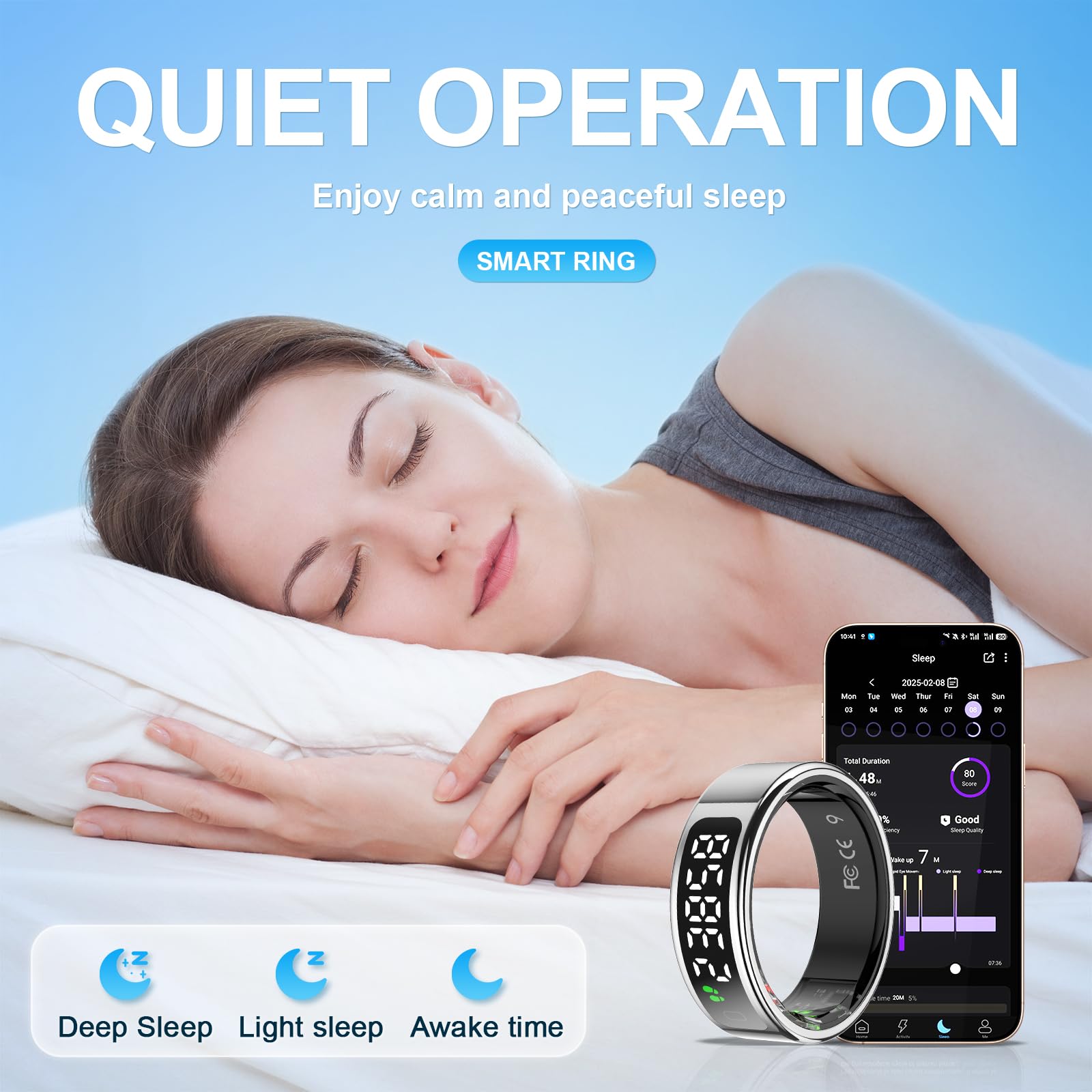 Bracelet de suivi d'activité physique avec affichage LED, surveillance de la santé et du sommeil 24h/24, 7j/7, étanche à 5 ATM, compatible avec Android et iOS
