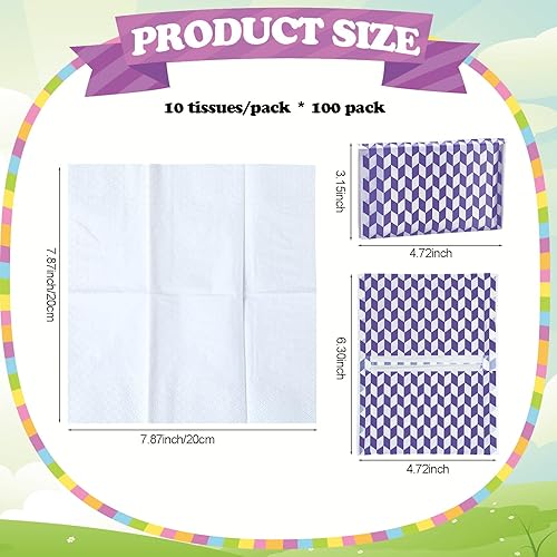 Vista 91 de PerKoop Paquete de 100 pañuelos de bolsillo para viajes, pequeños pañuelos faciales tamaño cartera, papel higiénico para viajes, suministros