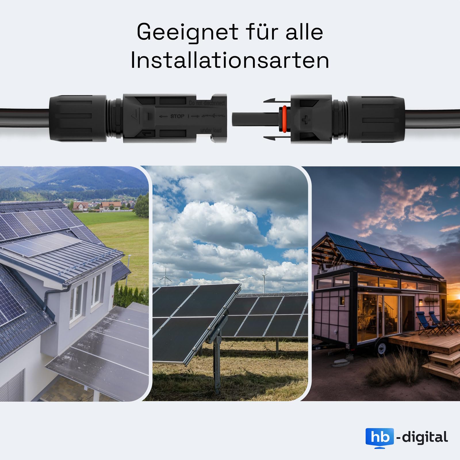 HB-DIGITAL Kabel solarny 45 m 6 mm² z wtyczką solarną i gniazdem solarnym do modułów solarnych, czysta miedź, kabel przedłużający, panel słoneczny, przewod, pojedyncza, elastyczna, dwuwarstwowa