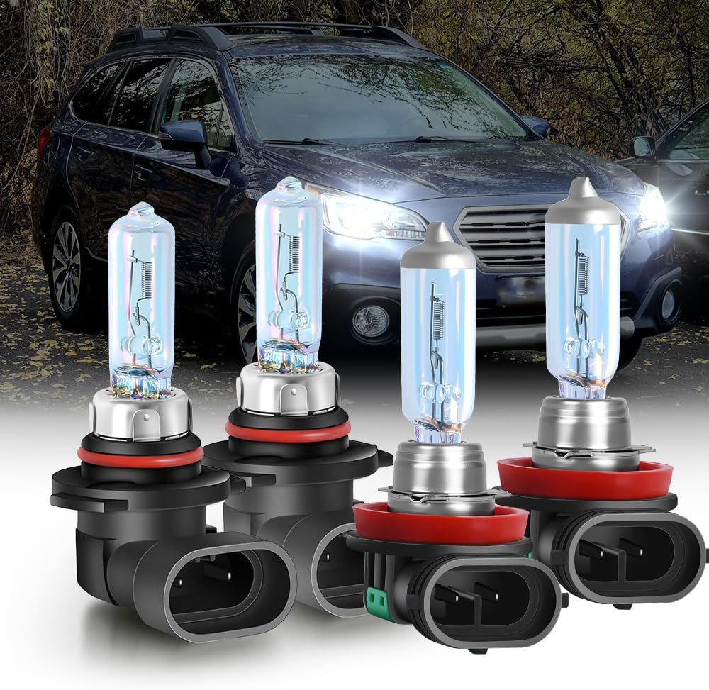 Upgraded Halogen Headlight Bulbs 2015-2019 for Outback Headlight Bulbs 9005 High Beam and H11 Low Beam, Performance 5500K White 300% Brightness 4PCS