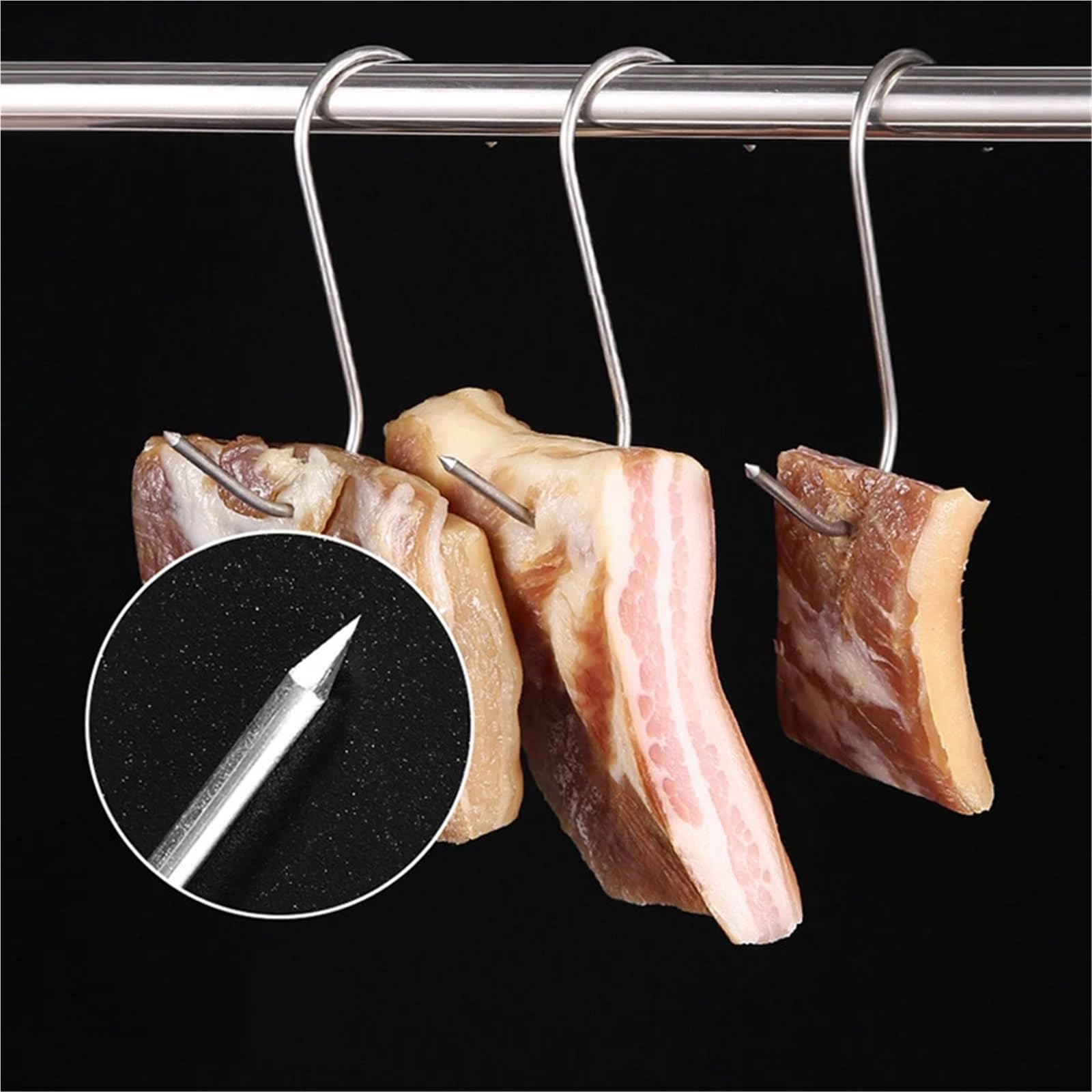 Gancho de acero inoxidable en forma S for carnicero, herramienta for ahumar, cazar, pollo, barbacoa, salchichas cerdo, tocino y parrilla, 100 unidades para Procesamiento de Carne(13cm)