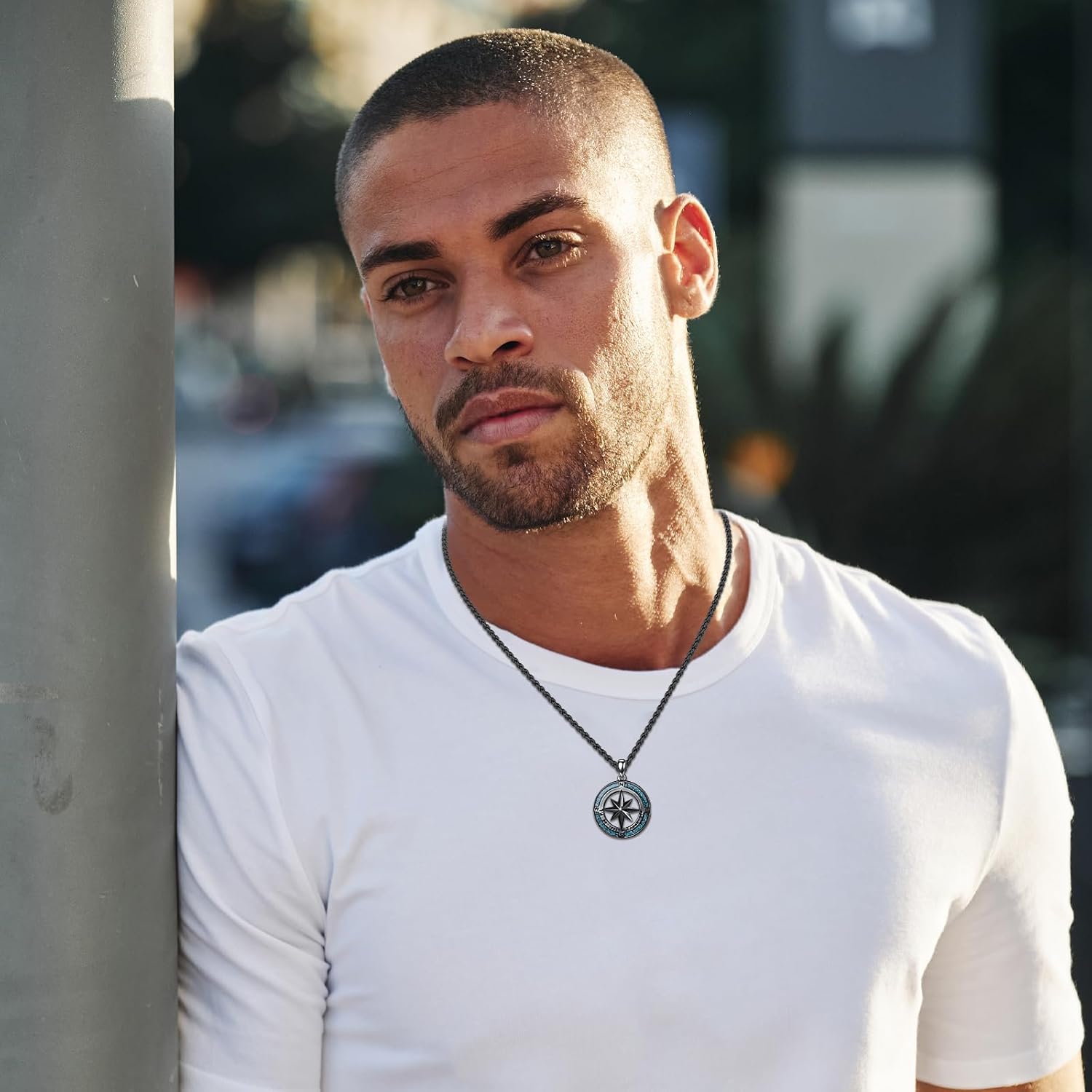 Black Compass Necklace Graduation Gifts for Men 925 Sterling Silver Compass Pendant Birthday Gifts for Father Him Boyfriend - Image 5