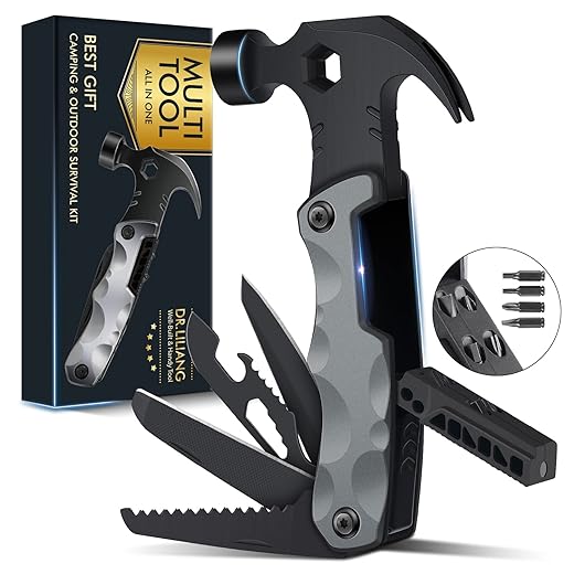 Multitool Camping Accessories Stocking Stuffers for Men Dad Gifts, 13 In 1 Survival Multi Tools Hammer Christmas Cool Gadgets for Adults Him Boyfriend Husband Grandpa Women Birthday Valentines Fathers