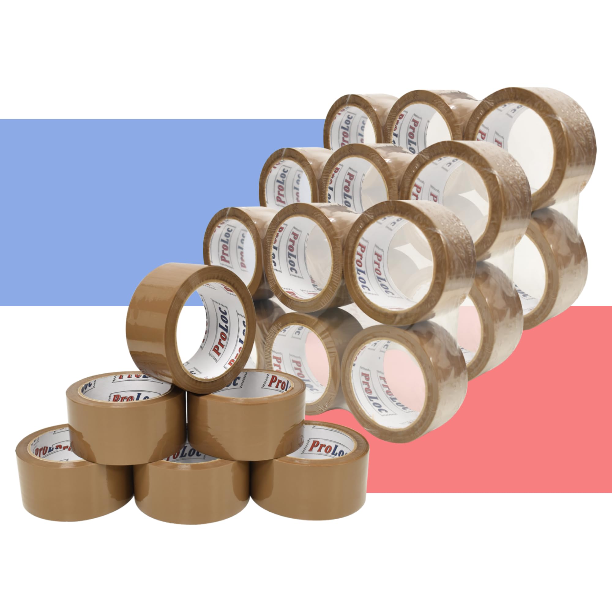 ProLoc Low Noise Packaging Tape (48mm x 66m) - Pick Colour & Qty - 2 inch Wide Strong Multipurpose Packing Tape with Secure Seal & Silent Unwind for Packing Boxes & Moving House (Brown, 36 Rolls) — image 1