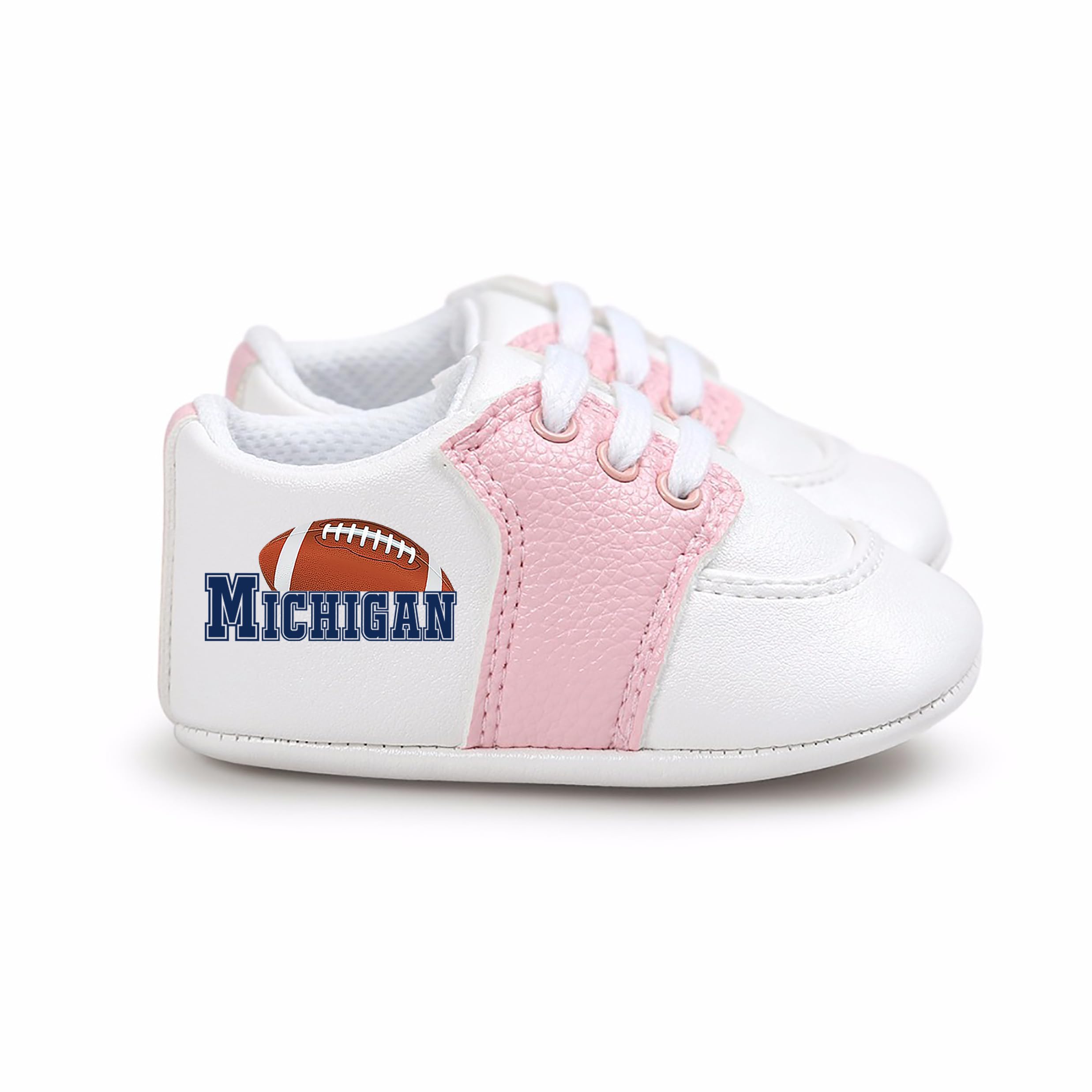 Future Tailgater Pink Trim Pre-Walker Baby Shoes for Michigan Fans 0-6 Months Infant