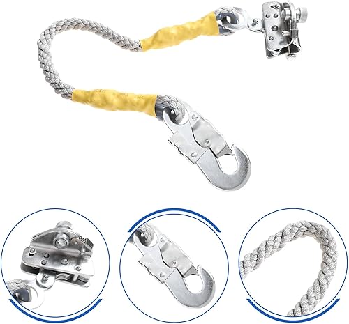 Miniatura 3 de Veemoon Cuerda de nylon Dispositivo de autobloqueo Cuerda de autobloqueo Agarra Vertical Lifeline Dispositivo de cuerda de autobloqueo Equipo de