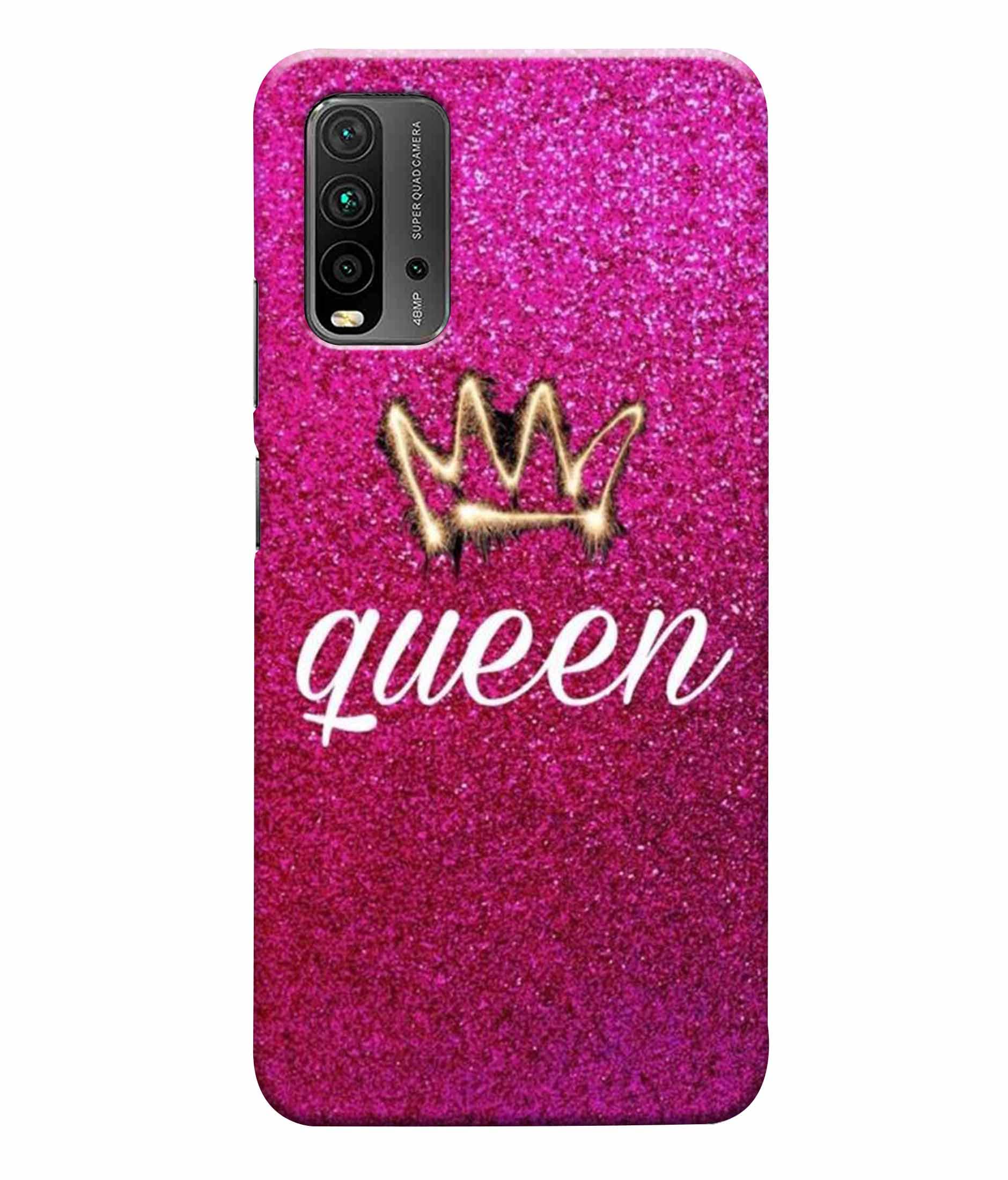 Mugruch Printed Designer Hard Back Case Cover for Xiaomi Redmi 9 Power - Queen with Crown in Pink Base (Multicolor)