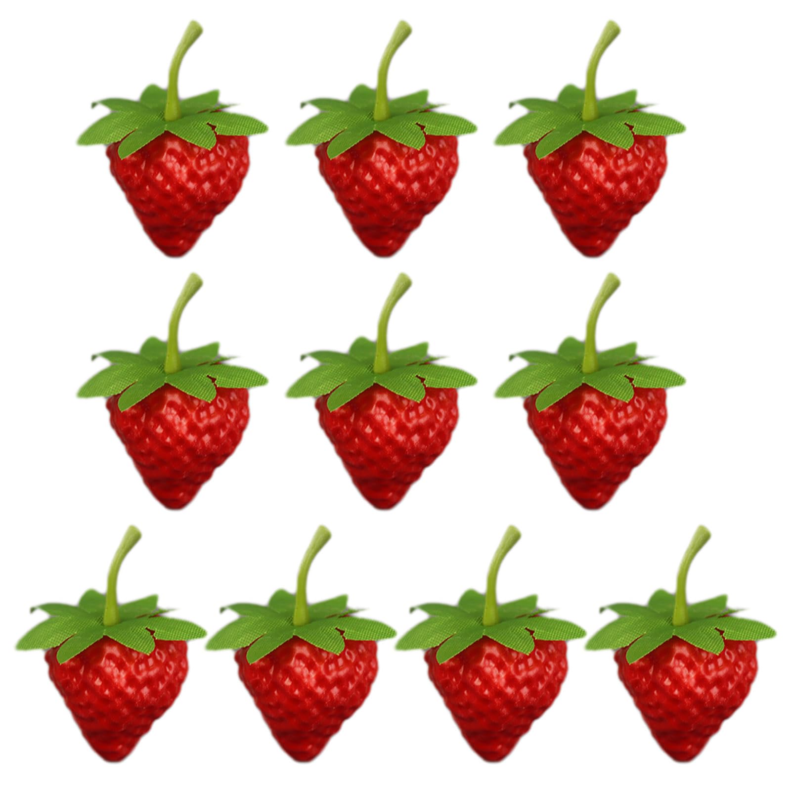 NPYQ 10pcs Realistic Fruit Artificial Strawberry Simulations Decorative Fake Food Model Display Photography Props Toy Realistic