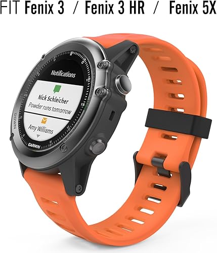 Miniatura 2 de MoKo Correa compatible con Garmin Fenix 3Fenix 5X, correa de repuesto de silicona suave para Garmin Fenix 3Fenix 3 HRFenix 5X5X PlusD2 Delta