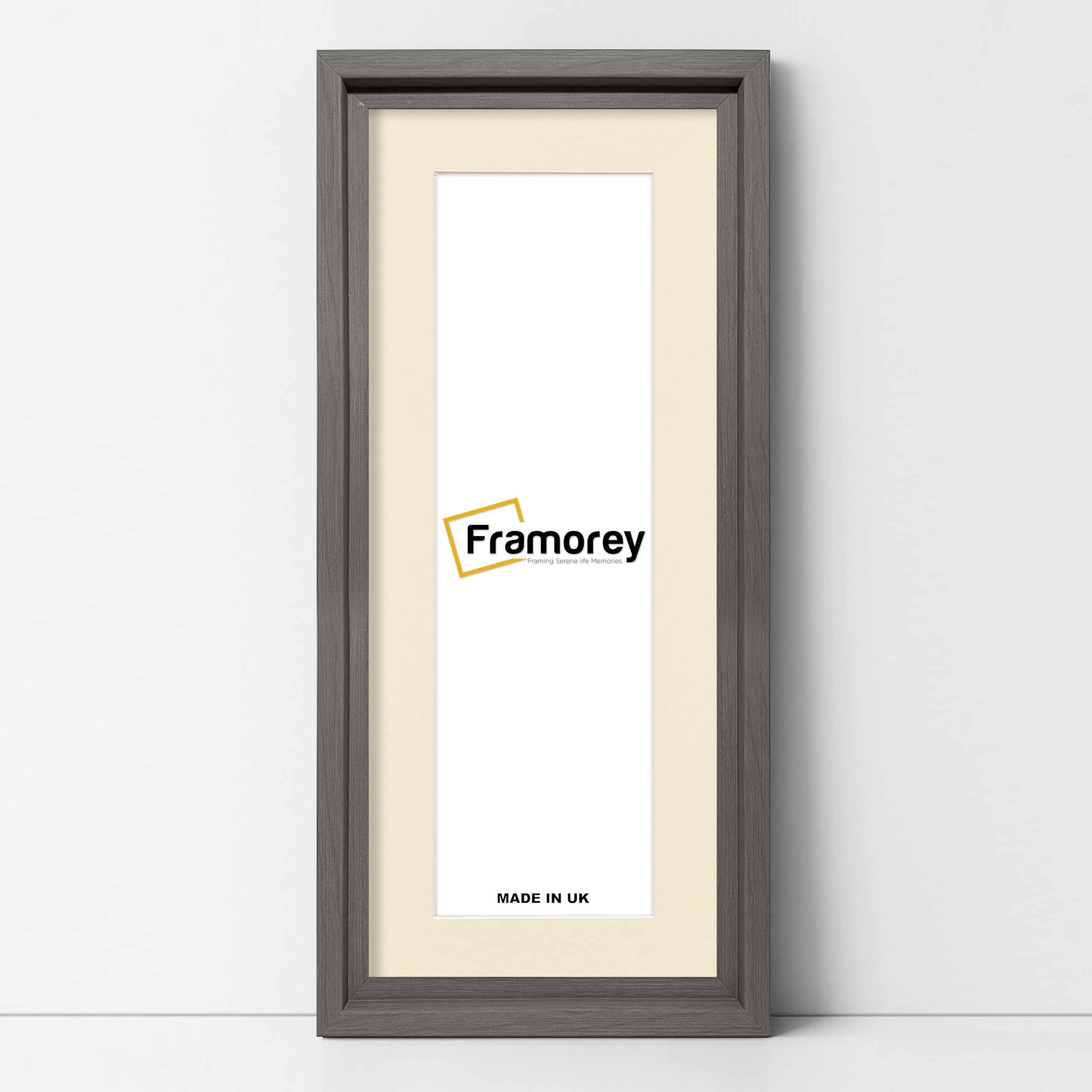 Framorey Framing Serene Life Memories Grey With Ivory Mount Framorey Panoramic Style Picture Frame, 21X13" Size Grey Photo Frame With 17X9" Size Ivory Mount, Oslo Style Wall Art Hanging Frames