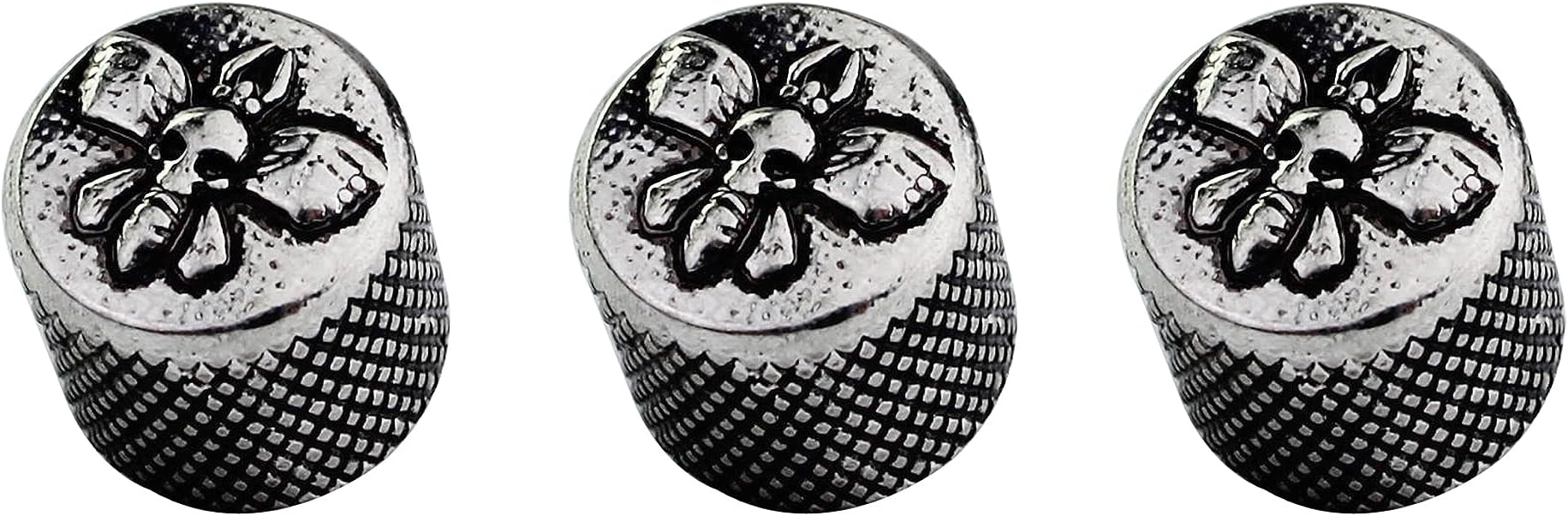 guykerGuitar Bass Potentiometer Control Knobs with 6mm Dia. Shaft Pots - 3PCS Zinc alloy Speed Tone Volume Knob Replacement for Electric Guitar or Precision Bass, (No.4 Bee Top, Antique silver)
