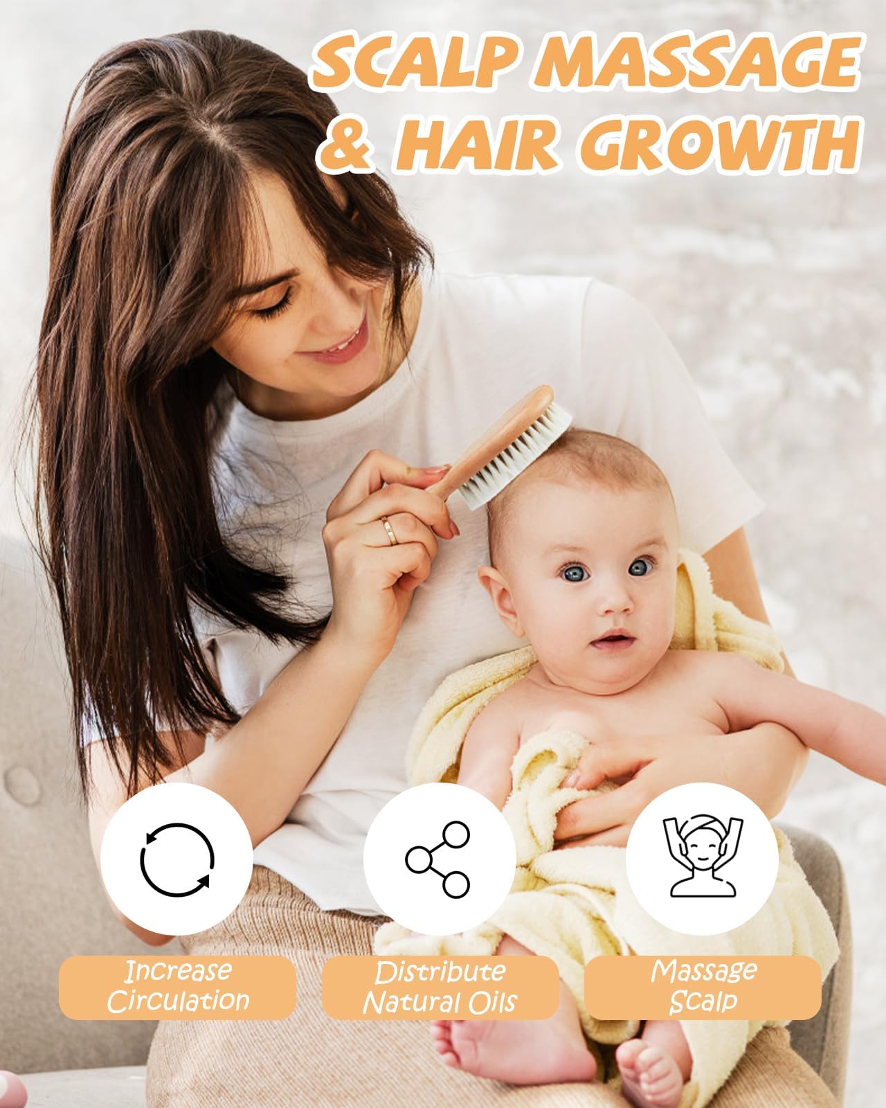 Baby Hair Brush, Newborn Hair Brush with Soft Bristle, Natural Goat Hair for Newborns & Toddlers, Newborn Baby Essentials - Image 4