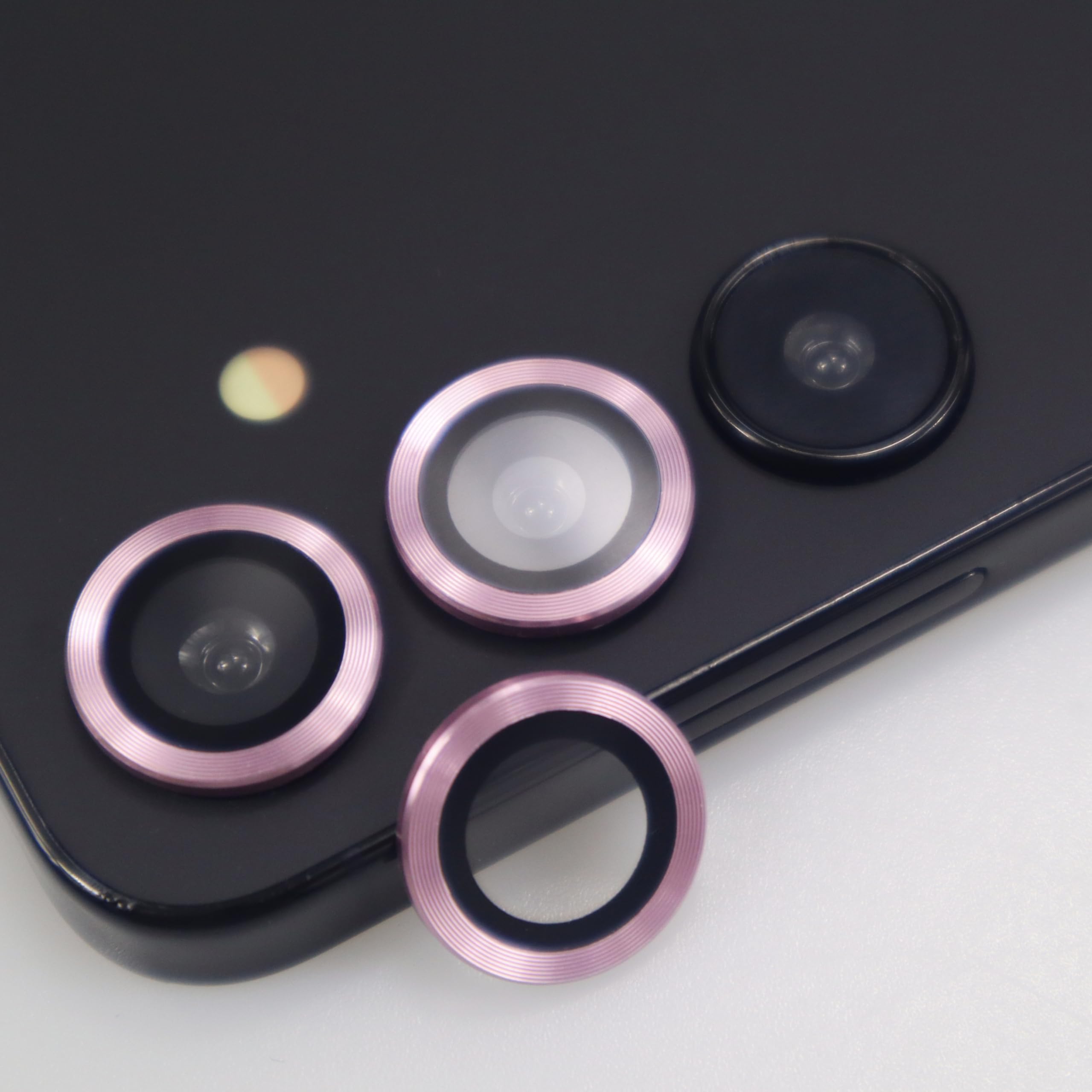 BONVAN for Samsung Galaxy S24 Plus Camera Lens Protector Metal Crystal Tempered Glass Screen Accessories Cover for (Pink, S24 Plus)