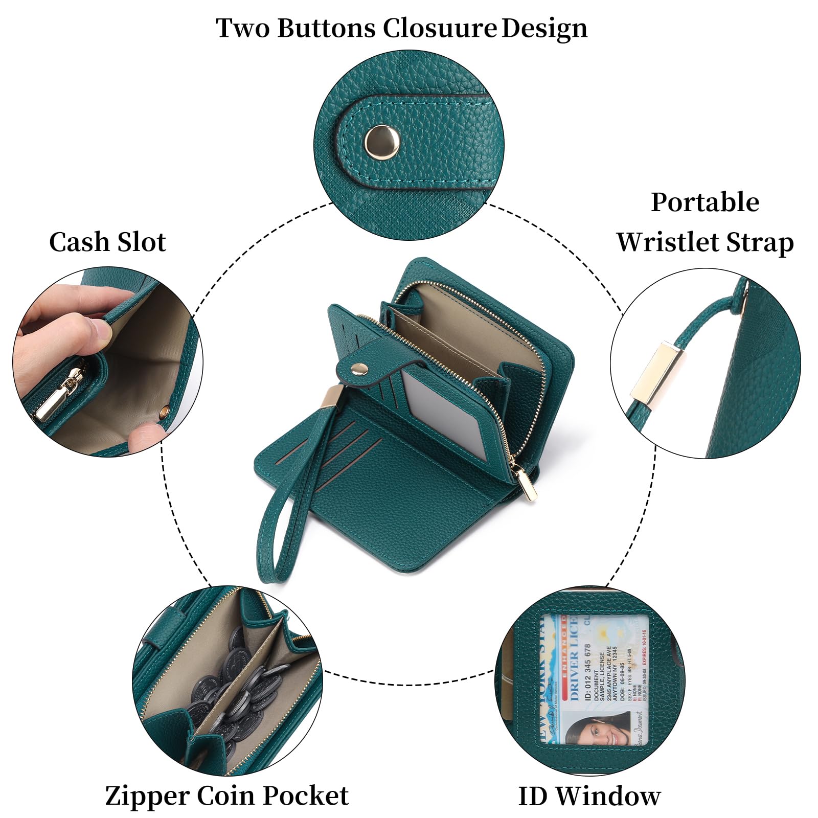 GAEKEAO Portefeuille Femme Cuir Petit Porte Monnaie Femmes RFID Blocage Court Portefeuilles avec Fermeture éclair Poche à Monnaie
