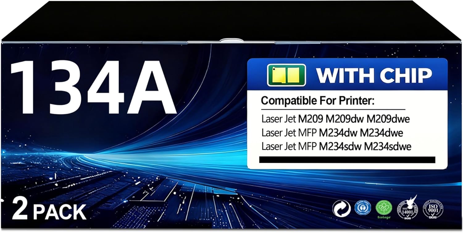 134A Black Toner Cartridge 2-Pack Replacement for HP 134A Black Toner Cartridge 134A 134X W1340A W1340X Toner Cartridge Laser Jet Pro M209dw MFP M234dw M234sdw M234sdn Printer