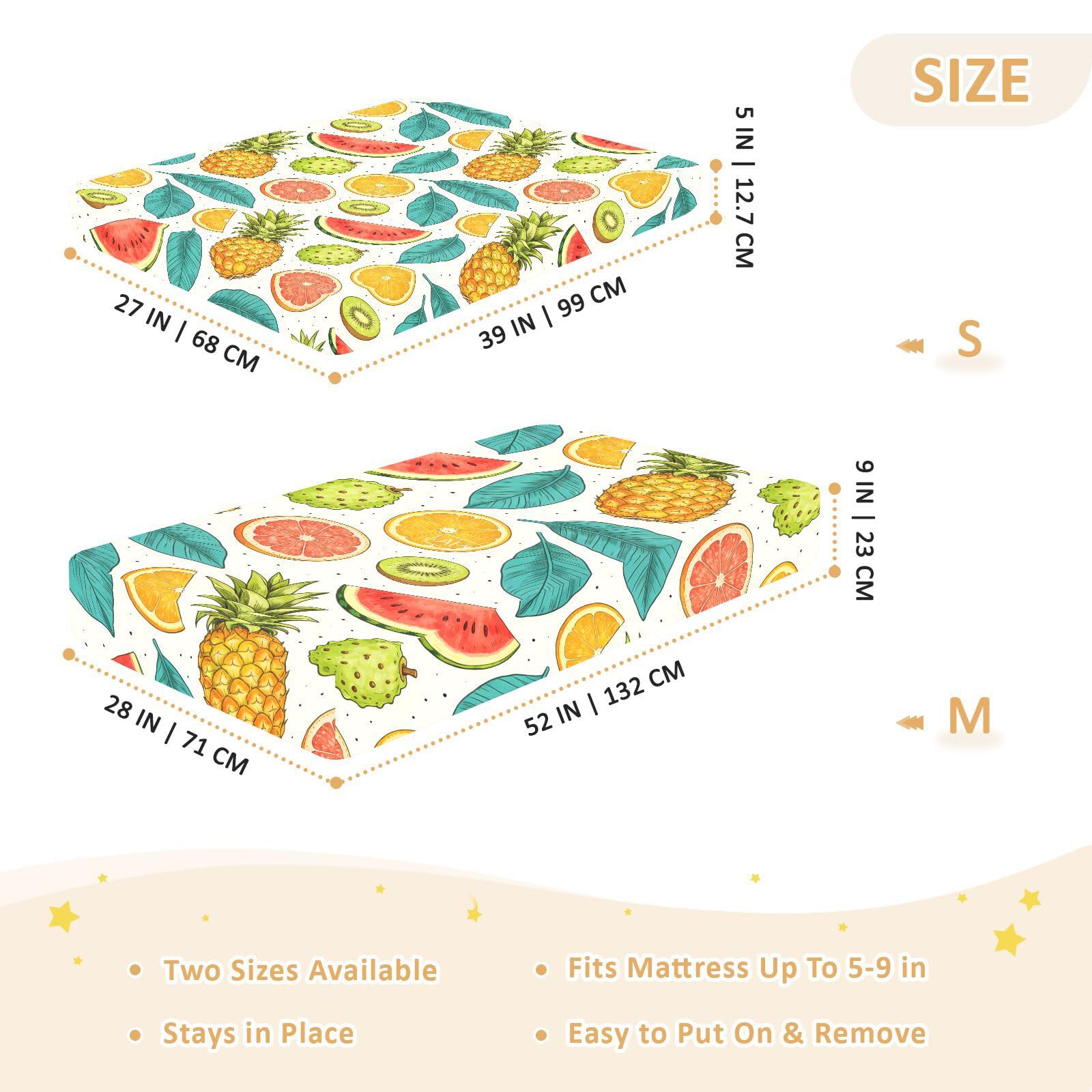 Sábanas de algodón para cuna de bebé, diseño de sandía, helado, piña, para niños, niñas, corralito de bebé, ropa de cama de muselina suave y transpirable para decoración de guardería, 1 paquete para