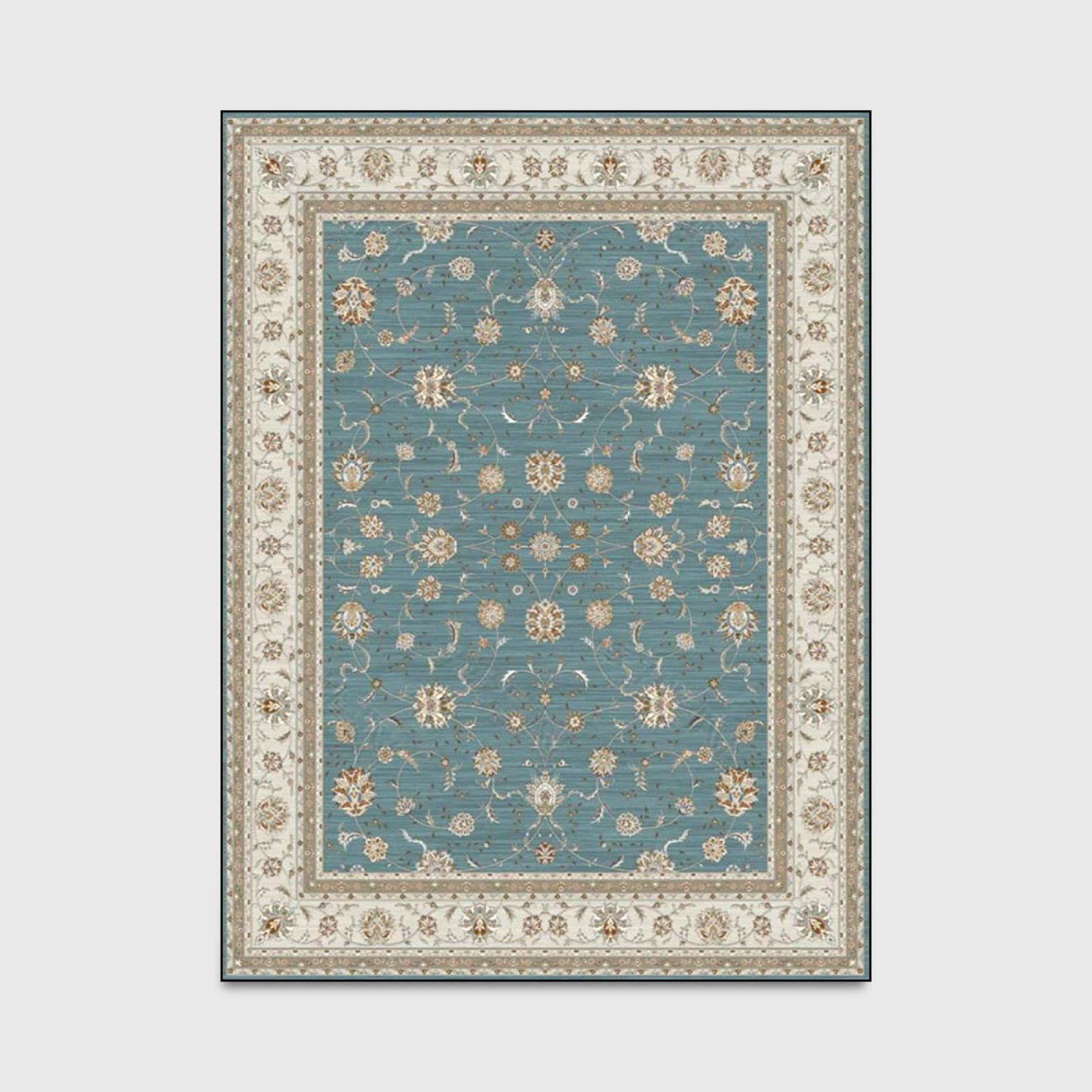 Tapis À Poils Ras Salon Moderne 90 X 160 CM Bleu Floral Country européen Classique pour décoration d'intérieur 90x160cm