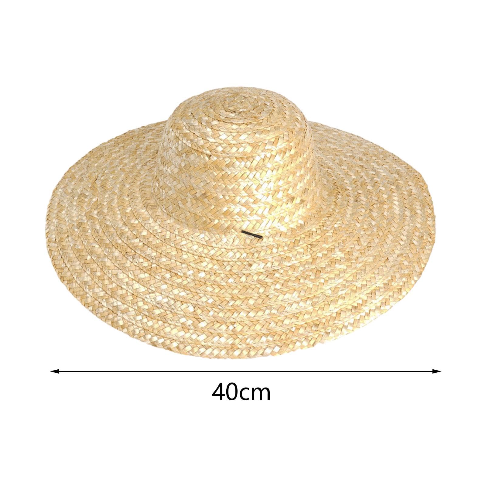 B Baosity Sombrero de Protección Solar Fabricado en Paja Ligera Equipado con Correa para Viento y Cordón Ajustable Adecuado para Jardinería Pesca Camping