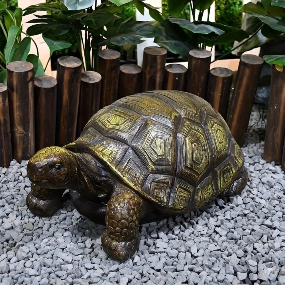 Large Turtle-Shaped Garden Decorative Stool,21.3" Resin Statue, Weather-Resistant Outdoor/Indoor Garden Stool, Patio Plant Stand, Lawn Ornament, Balcony Accent, Unique Gift (Turtle)