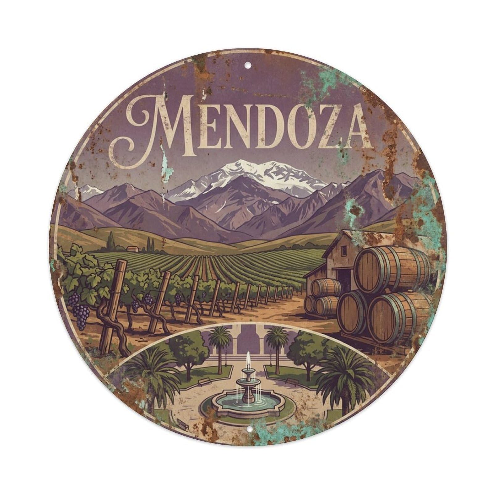 Retro Travel Argentina Mendoza Metal Tin Sign