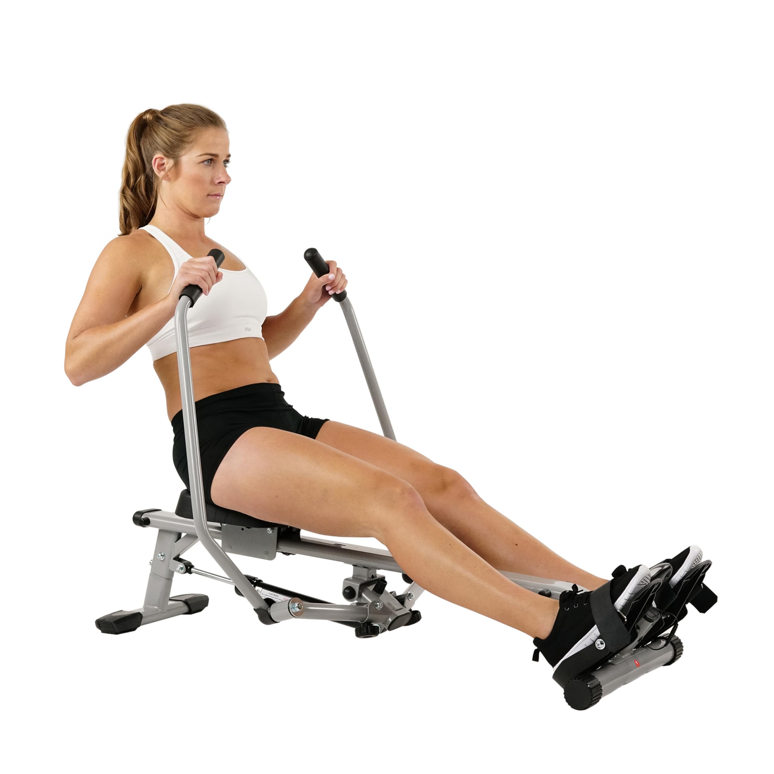 Sunny Health & Fitness Compact Hydraulic Rowing Machine, Low Impact Rower with 12 Adjustable Resistance Level, Cardio Exercise Equipment for Home