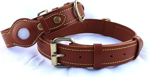 echo CHARLIES Collar de perro localizador, compatible con AirTag 2021, collar de cuero, soporte AirTag