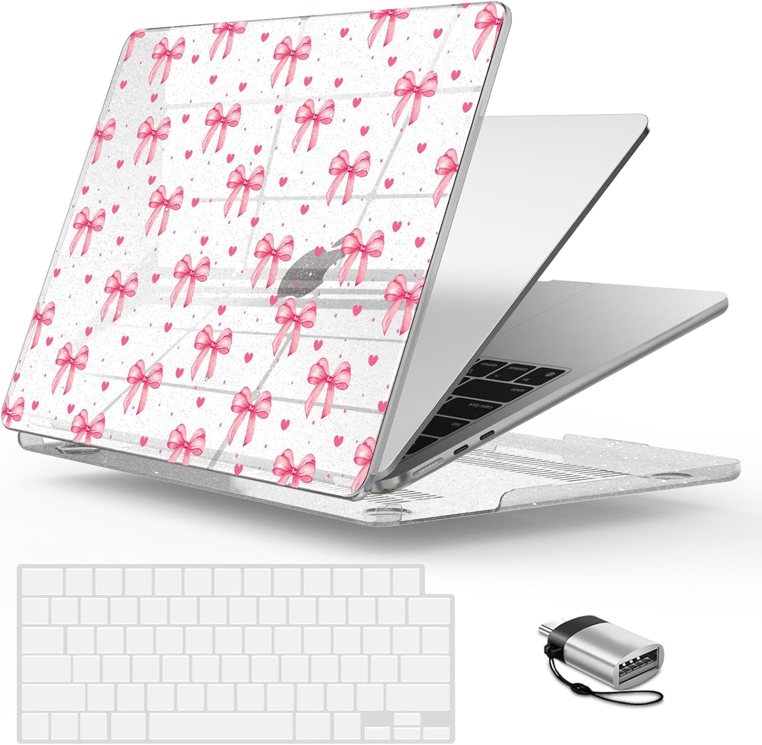 IBENZER MacBook Air 15 Inch Case 2026 2025 2024 2023 M5 M4 M3 M2 Model A3448 A3241 A3114 A2941, Hardshell Case & Keyboard Cover & Type-C, Bow, AT15-BOW+1TC