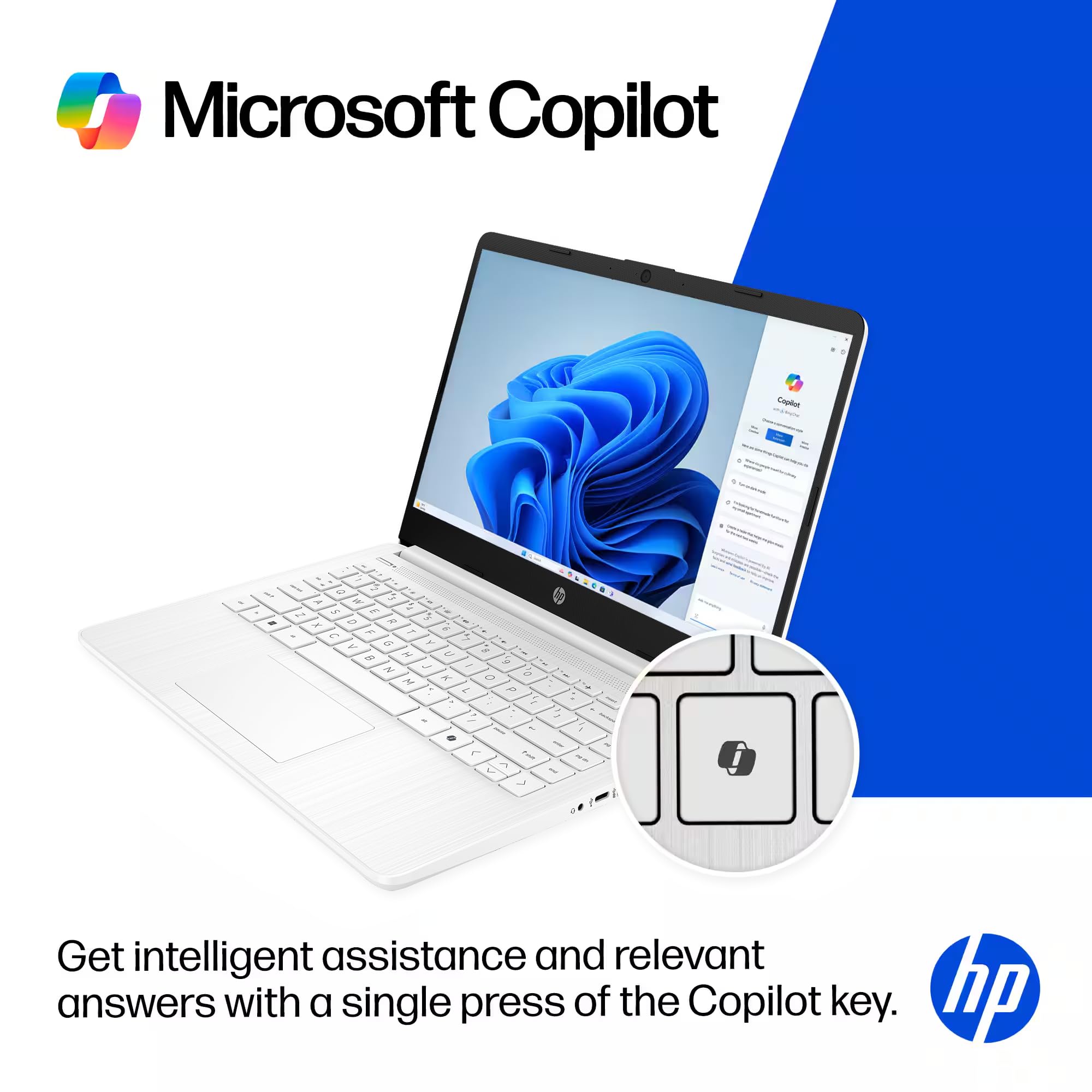 HP 14" Laptop Thin and Light for 2026 Student Business with Office Suite, Copilot AI, Intel CPU Up to 2.8GHz, 16GB RAM, 628GB Storage (128GB SSD+500GB Ext), WiFi 6, Win 11 Pro, MarxsolAccessory, White — view 6