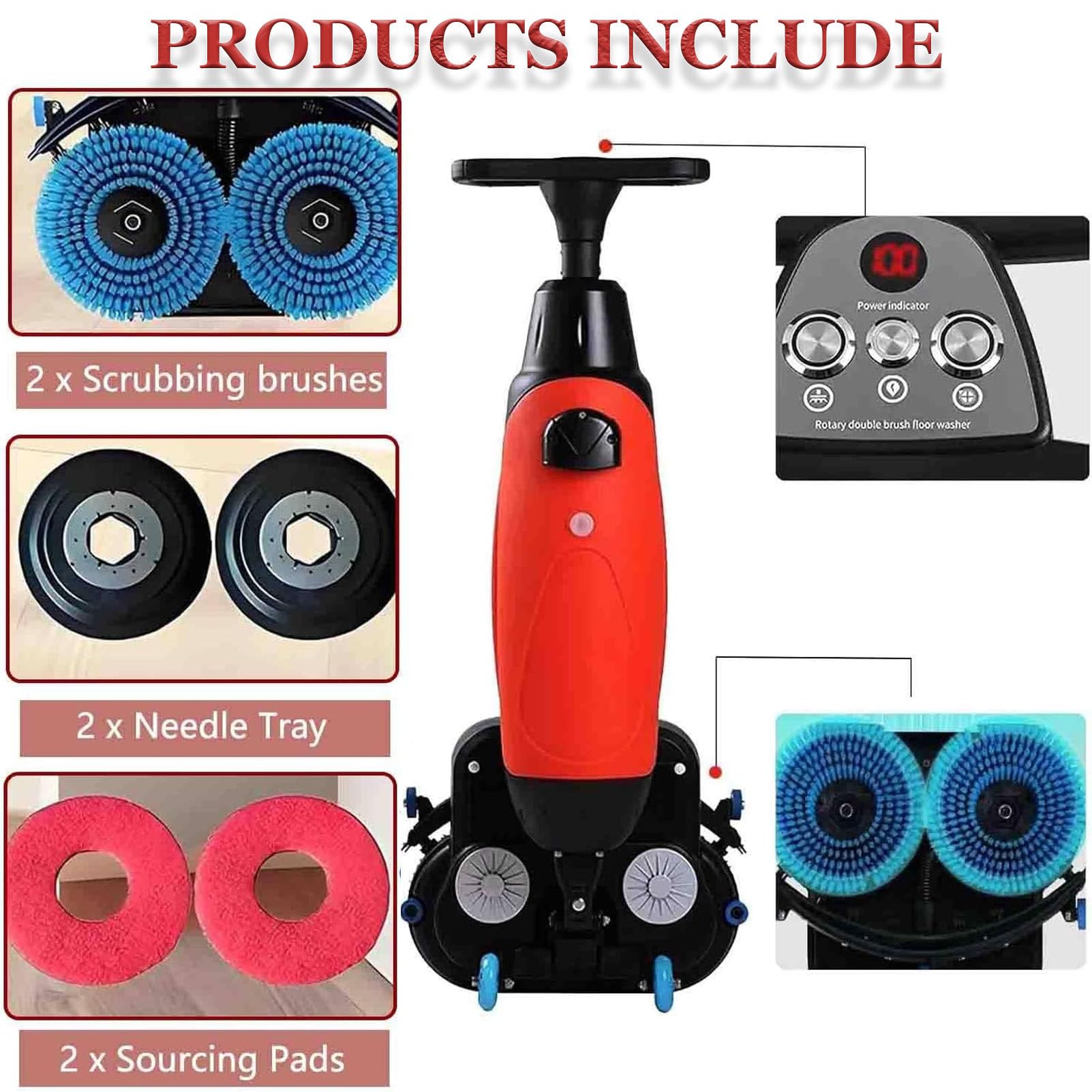 Fregadora De Suelos Inalámbrica, Rotación De 360°, 2 Cepillos Motorizados, Depósitos Independientes, Limpieza Profunda A 240 RPM para Suelos Duros Y Baldosas.,White