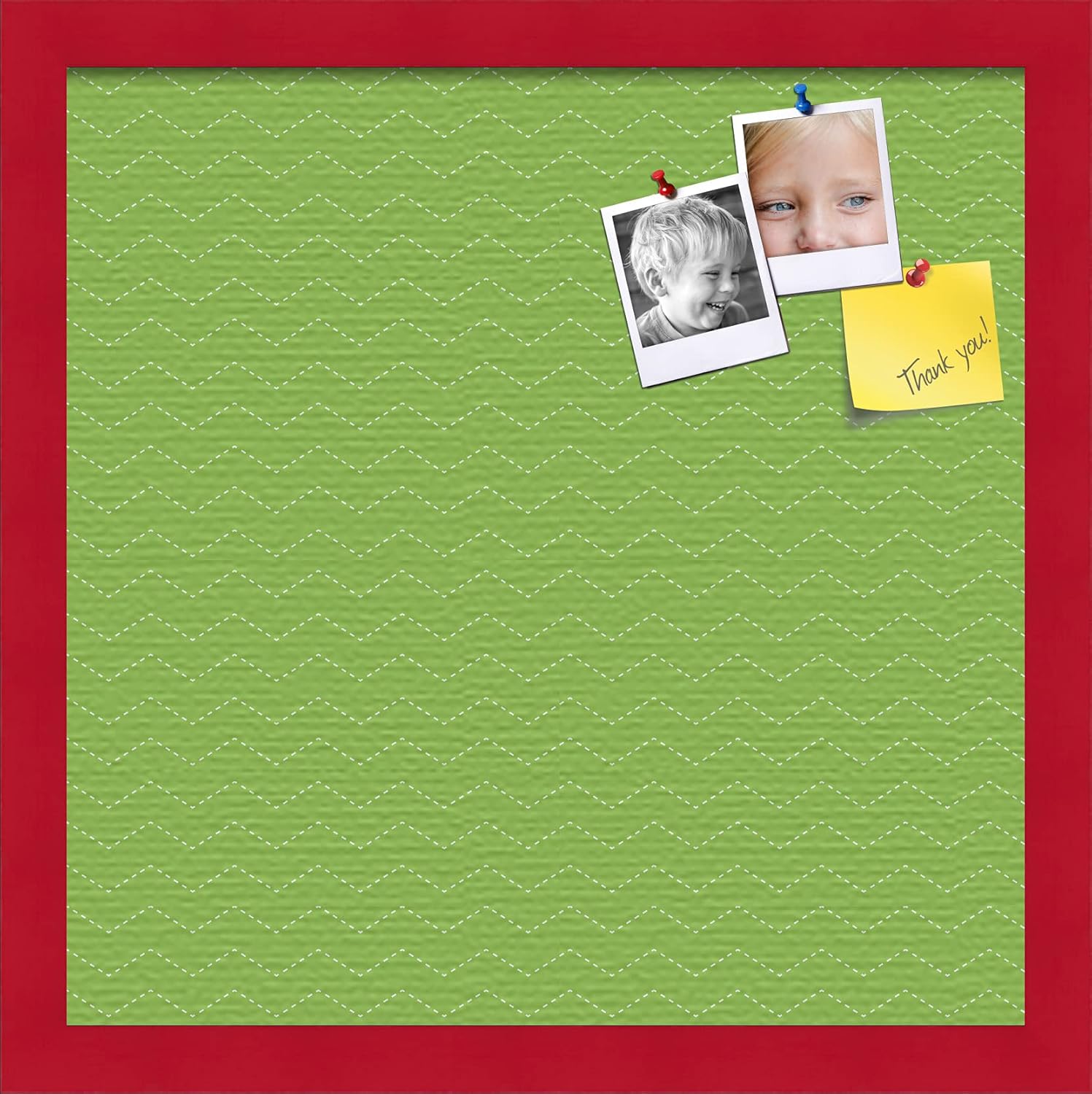 PinPix Decorative pin Cork Bulletin Board Made from self-Healing Canvas, Seemless Pattern Printed at 16x16 Inches and Framed in Red Stain on Beech(WOM56673)